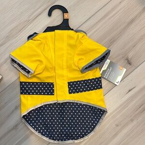 Bright Yellow Dog Raincoat with Polka Dot Accents